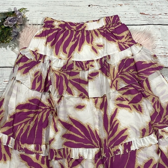 NWT Tanya Taylor Hazelle Floral Boysenberry Midi Skirt - Picture 9 of 10